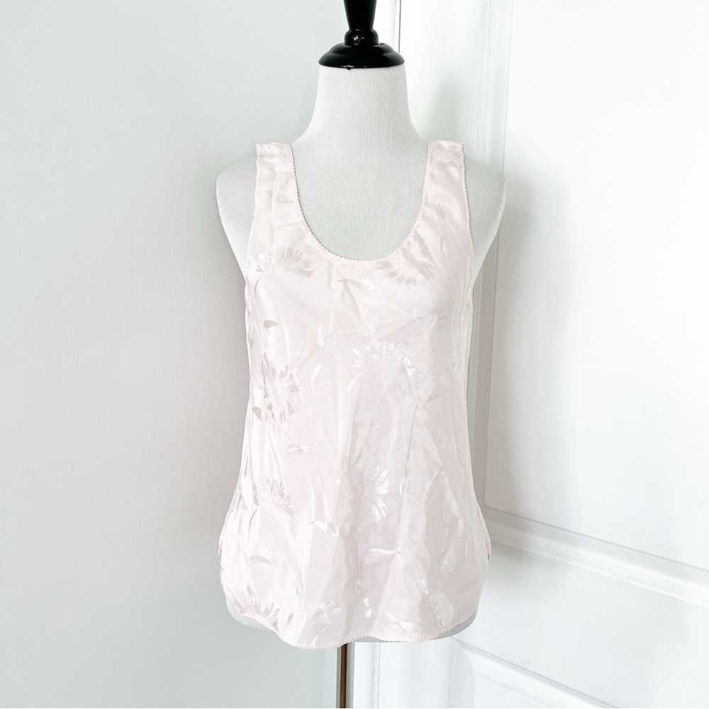 Deena Vintage Floral Embossed Pink Sleeveless Top - Size 34